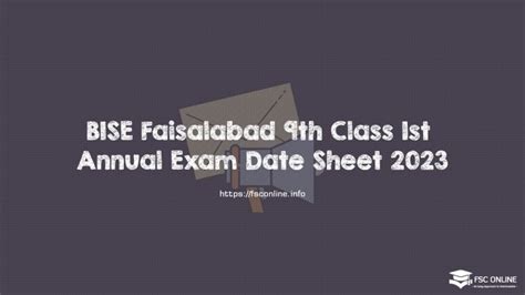 Bise Faisalabad 9th Class 1st Annual Exam Date Sheet 2023