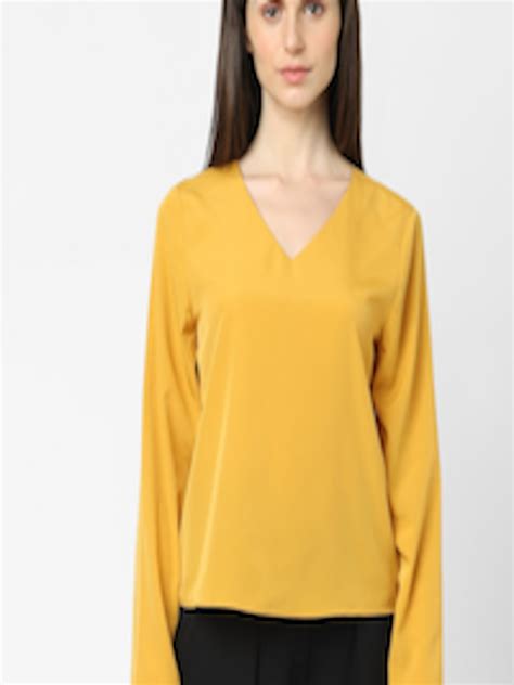 Buy Vero Moda Mustard Yellow Solid Top Tops For Women 19984526 Myntra