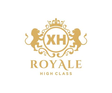 Golden Letter Xh Template Logo Luxury Gold Letter With Crown Monogram