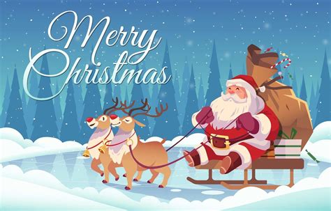 Merry Christmas Design With Santa Claus On Sleigh 1314390 Vector Art At