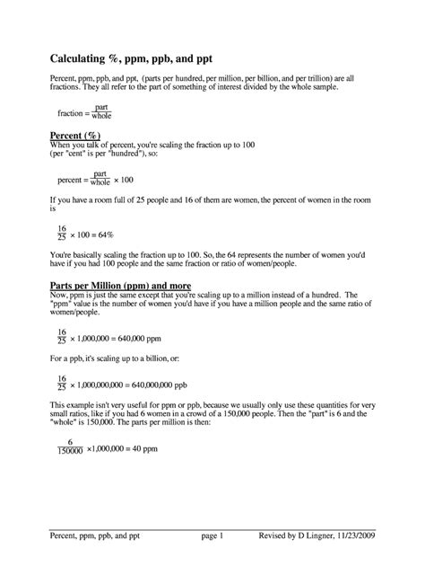 Fillable Online Calculating %, ppm, ppb, and ppt Fax Email Print ...