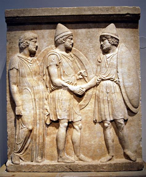 Gravestone Of Sosias And Kephisodorus Two Citizen Hoplites Wearing The