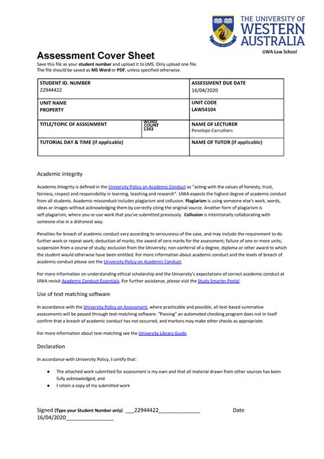 Assessment Cover Page And Answer Template Anonymous Assessment