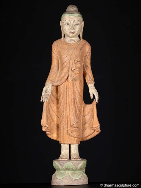 Standing Burmese Wood Buddha Statue 1mw14