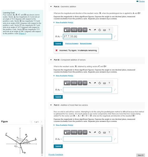 Solved Learning Goal Four Vectors A B C And D Are Shown Chegg