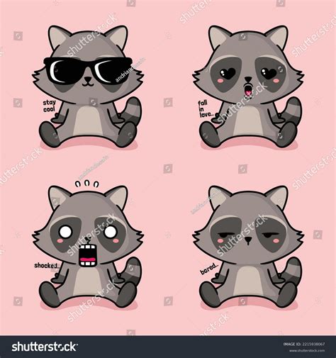 Vector Illustration Cute Raccoon Emoji Stock Vector (Royalty Free ...