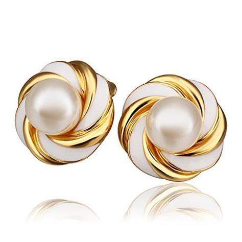 Fendina Womens K Gold Plated Freshwater Cultured Pearl Ball Earrings