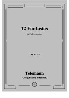 Twelve Fantasias For Solo Flute Twv By G P Telemann On Musicaneo