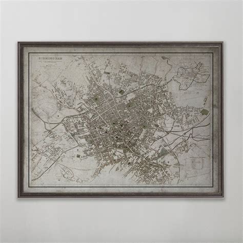 Shop Vintage Decor | Birmingham Vintage Map | Archiveprintco.com – Archive Print Co.