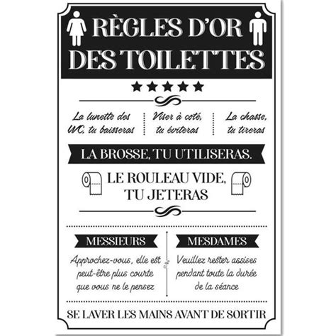 Cadre en toile Règles d or des toilettes 34x23 cm Décoration