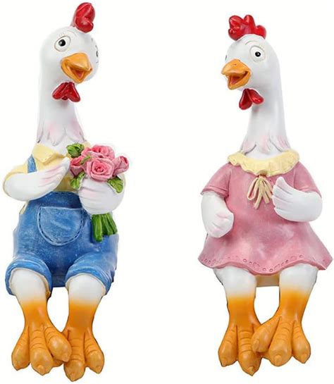 Acuye Cartoon Huhn Garten Deko Zwei H Hner Garten Figuren Deko Paar