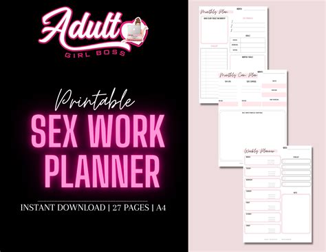 Sex Worker Planner Printable Adult Content Creator Organizer Camgirl