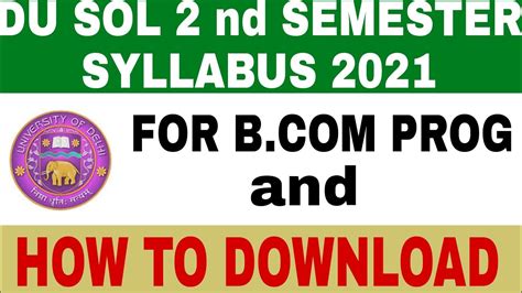 Bcom Prog 2nd Sem Syllabus 2021 2nd Sem Syllabus Explained In Hindi