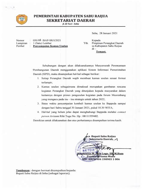 Surat Penyampaian Kamus Usulan Pdf