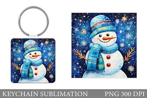 Cute Snowman Keychain Winter Keychain Graphic By Shishkovaiv