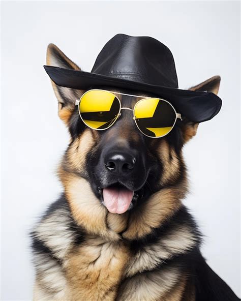 Un Perro Con Gafas De Sol Y Sombrero Foto Premium