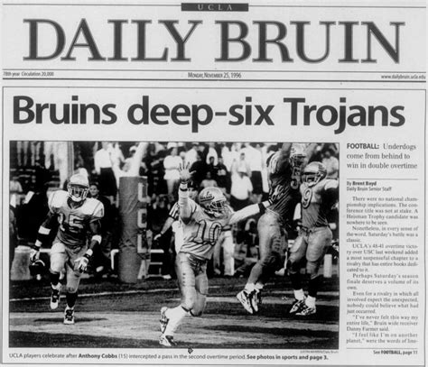 Top 10 Ucla Football Vs Usc Rivalry Moments Through The Years Daily Bruin