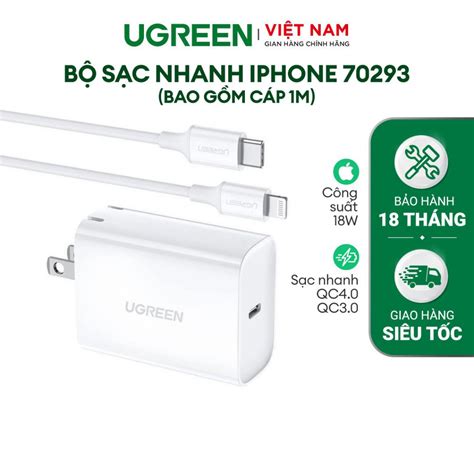 Củ sạc Nhanh UGREEN 20W CD137 QC4 0 QC3 0 USB Type C Sạc Nhanh PD Bảo