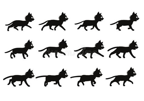 Black Cat Running Sprite Stock Illustrations 8 Black Cat Running