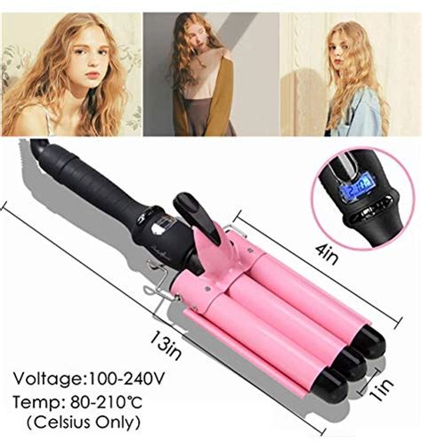 3 Barrel Curling Iron Wand 1 Inch Ceramic Tourmaline Triple Barrels