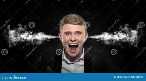 Angry Man With Smoke Coming Out From His Ears Stock Photo Image Of