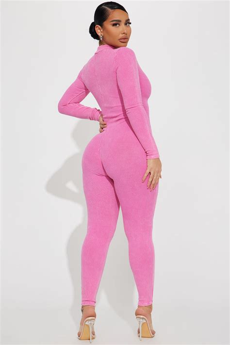 Sandy Mineral Wash Rib Jumpsuit Pink Fashion Nova Jumpsuits