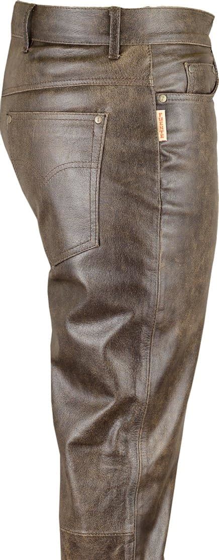 Fuente Vintage Röhren Lederhose lang Herren Damen eng Echt Leder Rind