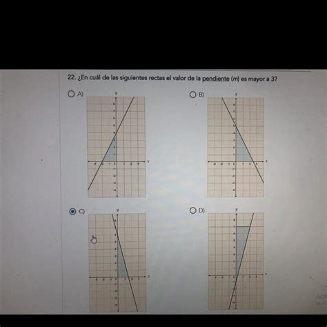 22 En cuál de las siguientes rectas el valor de la pendiente m es