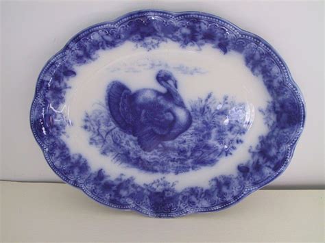 Antique Flow Blue Turkey Platter 16 Wedgwood And Co England Sold On