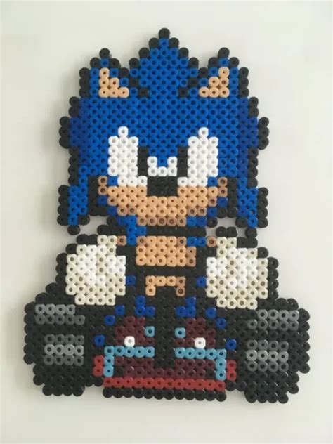 Pixel Art Perles A Repasser Sonic Dans Son Kart Eur Picclick It