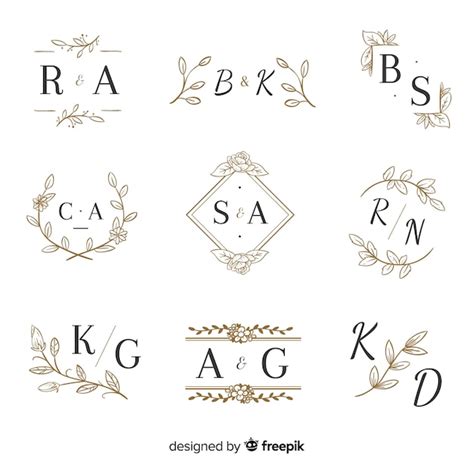 Colecci N De Monograma De Boda Ornamental Vector Gratis