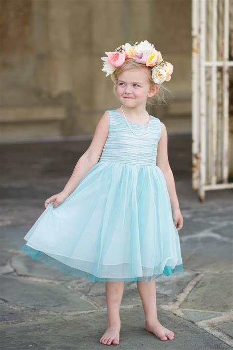 Blue Flower Girl Dress Travel Inspired Lakeland Wedding Orange