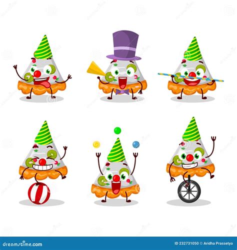 Cartoon Character Of Slice Of Fruit Tart With Various Circus Shows