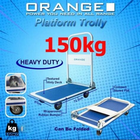 Promo Troli Dorongan Barang Orange 150kg Hand Truck Troly Lipat Heavy