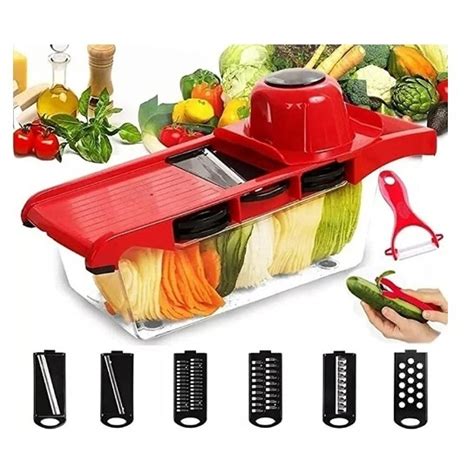 Mandoline Profissional Cozinha Slicer Aço Inox 10 Em 1 Fatiador