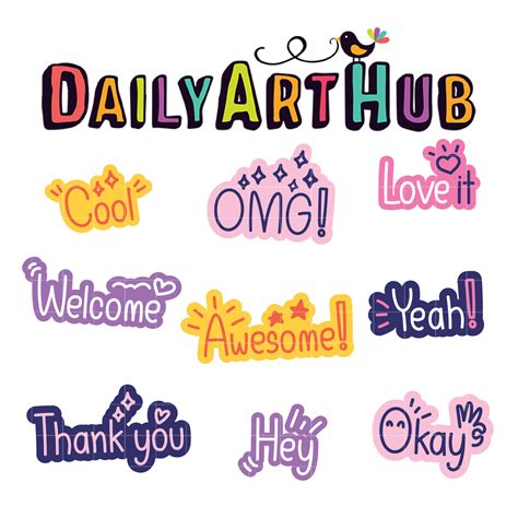 Cute Words Expression Clip Art Set – Daily Art Hub // Graphics ...