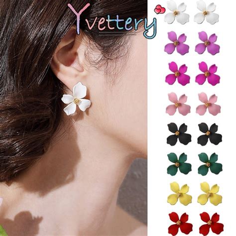 Jual 1 Pasang Anting Tusuk Motif Bunga Gaya Korea Untuk Wanita Anting