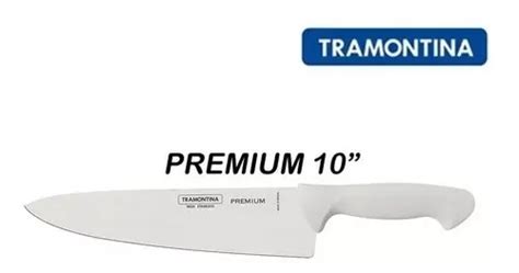 Faca Carne Chef Inox Cabo Branco Premium Tramontina Cor Prata