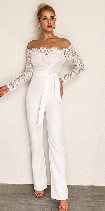 2020 Prom Wedding Dress Jumpsuit White Lace Jumpsuit Lace Jumpsuit