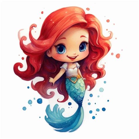 Premium Photo A Cartoon Mermaid With Red Hair And A Starfish Tail