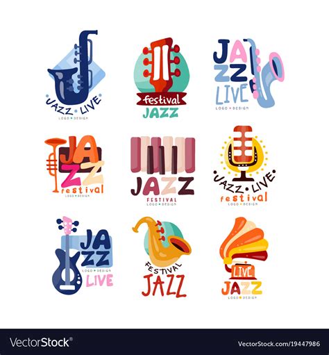 Logos set for jazz festival or live concert Vector Image