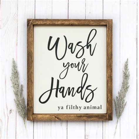 Wash Your Hands Ya Filthy Animal Funny Bathroom Sign Etsy Bathroom