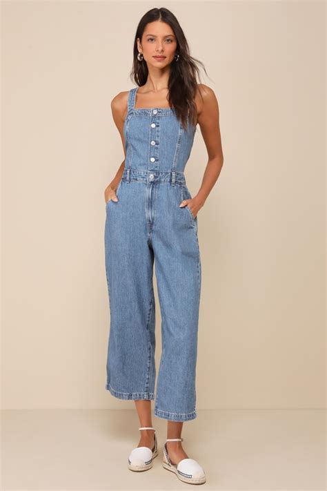 Levis Drea Jumpsuit Medium Wash Jumpsuit Sleeveless Jumpsuit Lulus