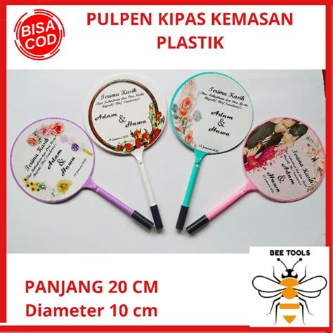 Jual Souvenir Pernikahan Kipas Bulat Kemasan Plastik Free Stiker Kartu