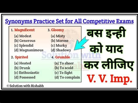 Most Important Synonyms For All Competitive Exams Synonyms In English