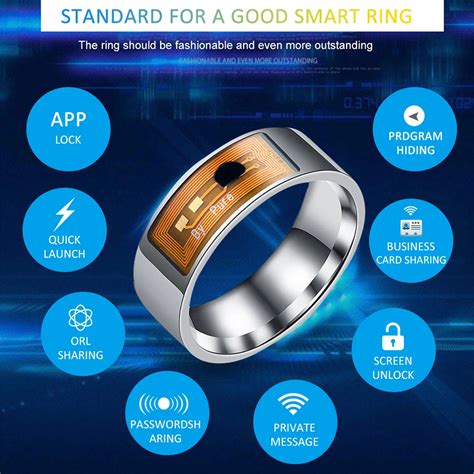 NFC Smart Ring Stainless Steel Intelligent Chip Magic Finger NFC Ring IC ID Card for NFC Mobile ...