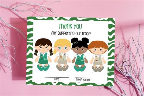 Adorable Girl Scout Thank You Cards For Cookie Season