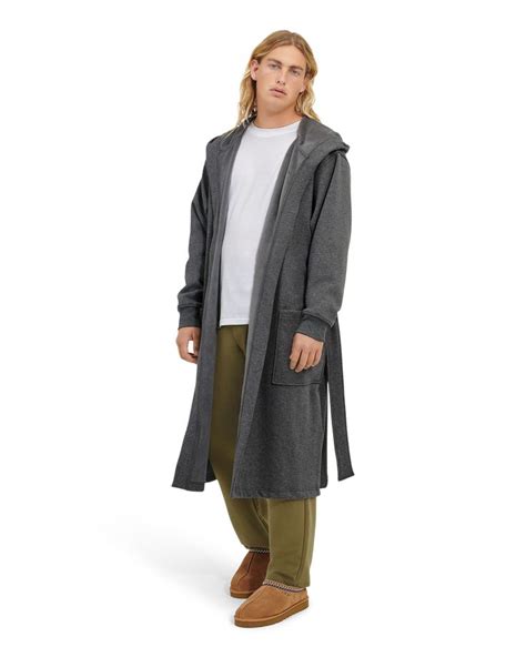 Ugg Mens Leeland Robe Cotton Blend Robes In Charcoal Heather Size Ml