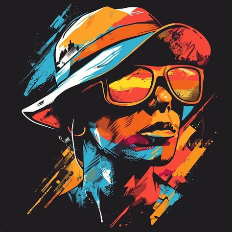 Retrato de una chica con gorra y gafas de sol ilustración vectorial