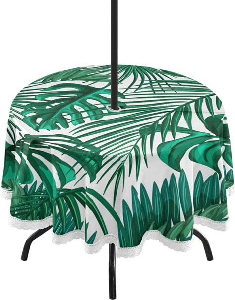 Coolnut Palm Leaf Round Tablecloth Waterproof Outdoor Tablecloth